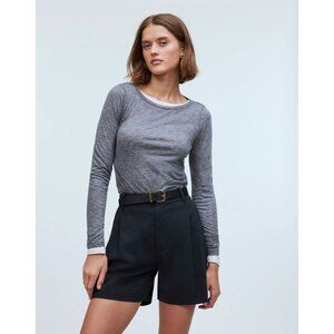 Madewell Harlow Short Drapey Twill Black Pleated Relaxed Lyocell Tencel Size 6